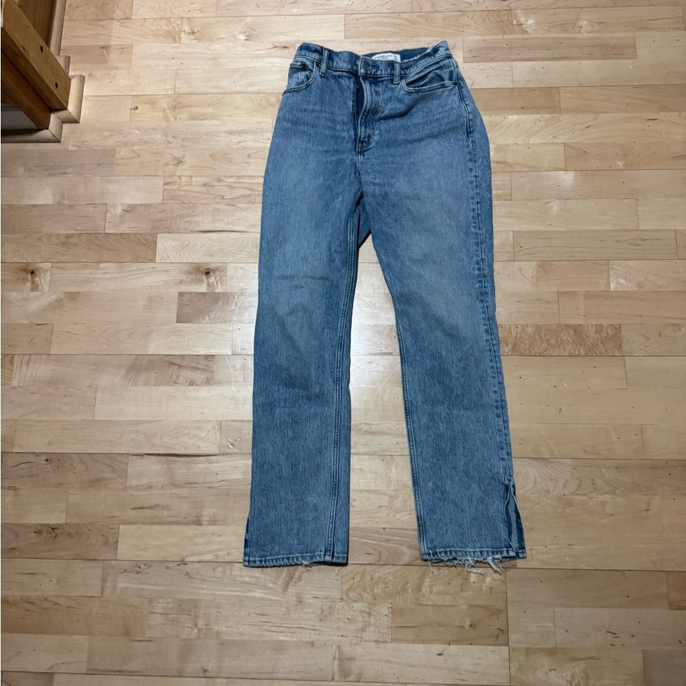 Abercrombie & Fitch Light Blue High-Rise Straight Jeans - Picture 6 of 11